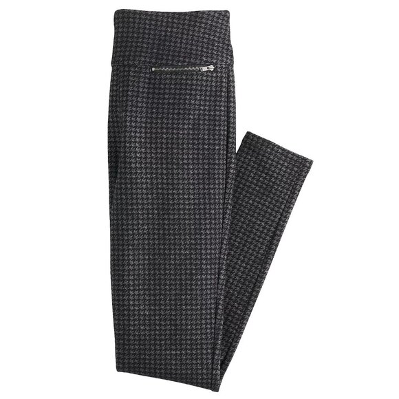 3086 MUDD FLX PONTE WOMENS HIGH RISE LEGGINGS SIZE MEDIUM BLACK/GRAY - Picture 2 of 9